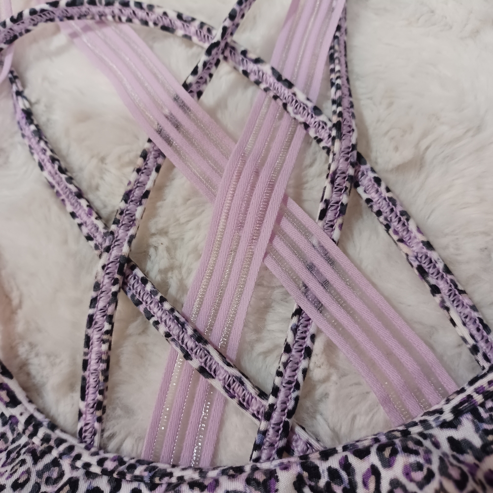 Victoria's Secret Purple and Black Sports Bra with Strappy Design - Picture 3 of 5